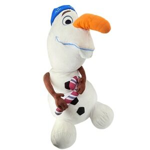 Large‎ Disney Frozen Olaf Holiday Plush Blue Hat Candy Cane Christmas Stuffed